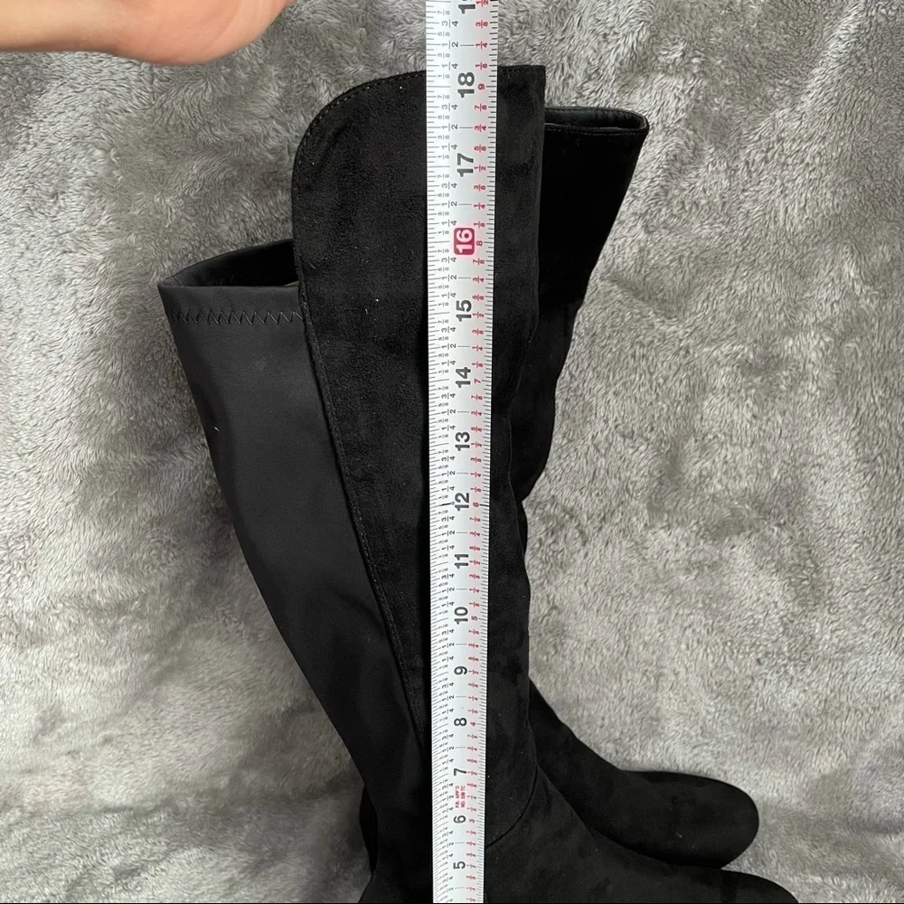 Wild Diva Black Faux Suede Over-The-Knee Boots Size 7 Flat Slouchy OTK Boots
